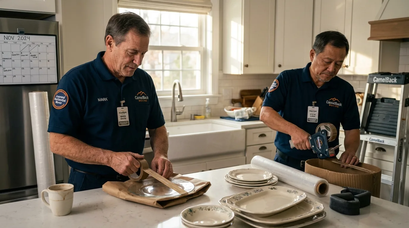 Professional crew packing kitchen dishware in Maitland, FL